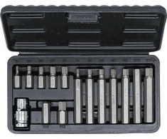 Grąžtas Bgs Technic Antgalių rinkinys Hex šešiakampiai | trumpas / ilgas | 10 mm (3/8") storio | 15 vnt. (5070)