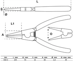 BGS Išorinės žiedinės replės - 225 mm