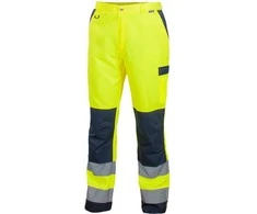 Kelnės Sara Workwear Drogowiec 11520-27, mėlyna sp./geltona sp./pilka sp., L dydis