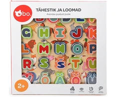 bo. Educational wooden puzzle "Alphabet and animals" ,In Estonian lang.,