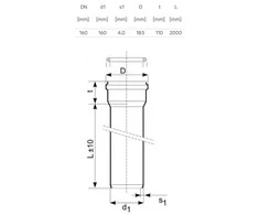 Lauko kanalizacijos vamzdis Magnaplast, Ø 160 mm, SN4, 2 m