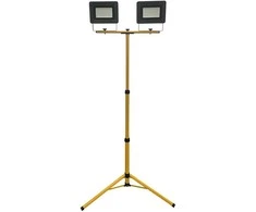 Celtniecības prožektors ar statīvu, brīvi stāvošs Okko E023EE E023EI, 100 W, 8500 lm, 4000 °K, IP65, dzeltena krās.