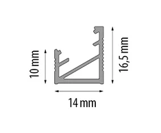 Cezar Kampinis profilis ALU LED juostai 14x16.5mm Sidabrinis 1m