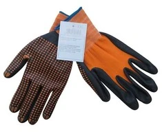 Cimdi gumijots Haushalt, melna/oranža, XL