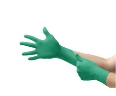 Vienkartinės nitrilinės pirštinės Ansell TouchNTuff 92-600, 0,12mm storio, M (7,5-8), lygus delnas, žalios, 20 vnt dėžutė