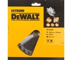 Pjovimo diskas medienai DeWalt; 165x2,6x20,0 mm; Z24; 25°