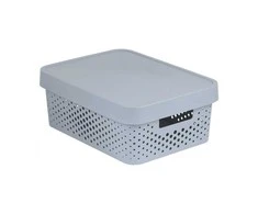 Dėžė daiktams laikyti / žaislams su dangčiu Curver Infinity Dots, 11 l, pilka, 36 x 27 x 14 cm