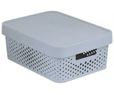Daiktadėžė su dangčiu, daiktų saugojimo/žaislams Curver Infinity Dots, 11 l, pilka sp., 36 x 27 x 14 cm
