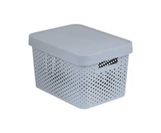 Dėžė su dangčiu, skirta daiktams laikyti / žaislams Curver Infinity Dots, 17 l, pilka, 35,8 x 26,8 x 22 cm