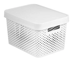 Dėžė su dangčiu, skirta laikyti Curver „Infinity Dots“, 17 l, balta, 35,8 x 26,8 x 22 cm