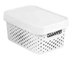 Dėžė su dangteliu, skirta laikyti Curver „Infinity Dots“, 4,5 l, balta, 27 x 19 x 12 cm