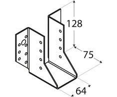 DMX Jungiamoji plokštė-pasaga WB20 64x128x75x2mm išorinė, skirta brusui, sijai