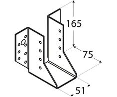 DMX Sijų atrama, 51 x 165 x 75 x 2 mm