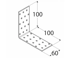 DMX Kampas KM11 100x100x60x2mm plačios kampinės jungties