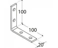 DMX Kampas KW5 100x100x20x4mm kampinis siauras