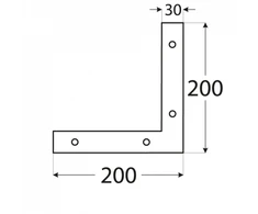 DMX Kampas NA2 200x30x3mm plokščias kampinis