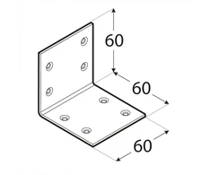 DMX Montavimo kampas, 60 x 60 x 60 mm, cinkuotas 20 vnt.