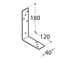 DMX Montavimo kampas, 180 x 120 x 40 x 5 mm, geltonai cinkuotas 10 vnt.