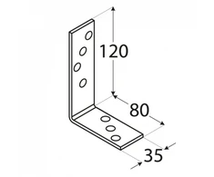 DMX Trikampė jungiamoji plokštė KB2 120x80x35x4mm sijos siaura