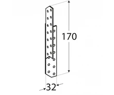 DMX Tvirtinimas LK2 32x170x2mm gegnių dešinysis