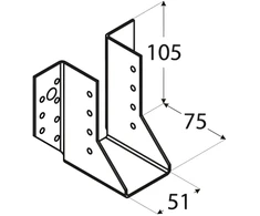 DMX Sijų atrama, 51 x 105 x 75 x 2 mm