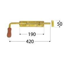 DMX Vartų skląstis su spyruokle WSP 420x190 mm žalvario