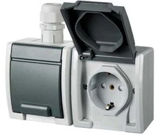 Dubultā kontaktligzda Elektro-Plast Aquant 1245-65, Iezemēta rozete, IP65, antracīta/pelēka