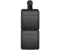 Dubultā kontaktligzda Elektro-Plast Aquant 5054-67, Iezemēta rozete, IP65, antracīta