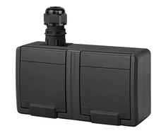 Dubultā kontaktligzda Elektro-Plast Aquant 5045-67, Iezemēta rozete, IP65, antracīta