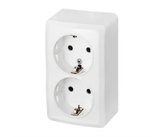 Dubultā kontaktligzda Elektro-Plast Berg 3738-00, Iezemēta rozete, balta
