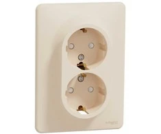 Dvigubas lizdas Schneider Electric Sedna Design SDD312221, įžemintas lizdas, IP20, smėlio spalvos.