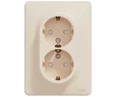 Dvigubas lizdas Schneider Electric Sedna Design SDD312221, įžemintas lizdas, IP20, smėlio spalvos.