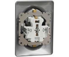 Dvigubas lizdas Schneider Electric Sedna Design SDD313221, įžemintas lizdas, IP20, aliuminio spalvos.