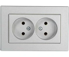 Kištukinis lizdas 2 vietų be įžeminimo RP16-020 XP500 metallic Vilma
