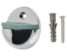 Durų atrama Haushalt DS013CC, 2,5 cm, DIA 4,5 cm, guma/plienas, chromo spalvos.