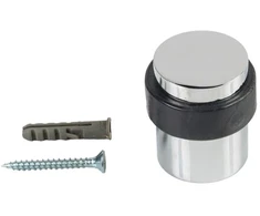 Durų atrama Haushalt DS071CC, 4,1 cm, skersmuo 3,7 cm, plastikas/guma/plienas, chromo spalvos.