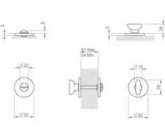 Durvju aizgriežamais Tupai 4041 R5S 141, titāna, DIA 5.2 cm