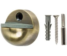 Durų atrama Haushalt DS039CC, 3,4 cm, DIA 4,5 cm, guma/plienas, žalvaris