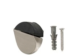 Durų atrama Haushalt DS084, 1,7 cm, DIA 3,9 cm, plastikas/guma/plienas, nikelio spalvos.