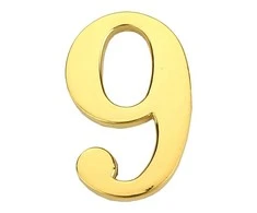 Durų numeris Haushalt GP-9, 4,5 cm x 2,8 cm, cinko, aukso spalvos.