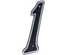 Durų numeris Haushalt NP15080C, 15 cm x 8 cm, plastikinės, sidabrinės/juodos spalvos.
