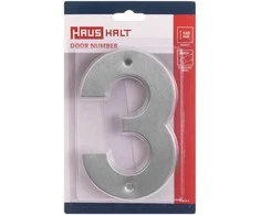 Durų numeris Haushalt SS-3, 14,5 cm x 9,5 cm, nerūdijantis plienas, nerūdijantis plienas