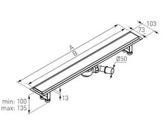 Ferro LINIJAS NUOTEKAS 70cm, Juodas