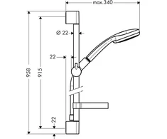 Dušo komplektas Hansgrohe Croma 100 Vario, chromo sp.