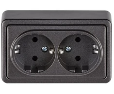 Dvigubas lizdas Vilma SL+250 RP16-021, įžemintas lizdas, antracito spalvos.