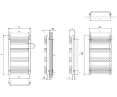 Elektriskais dvieļu žāvētāja stienis Terma Anno, ral 9016, 50 cm x 90 cm, 400 W