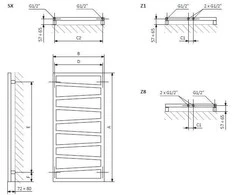 Plaukų džiovintuvas Elektrinis rankšluosčių džiovintuvas Terma ZigZag 500x1070mm