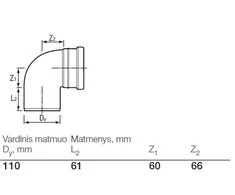 Alkūnė lauko kanalizacijai Wavin, 110 mm, 88.5 °