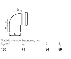 Alkūnė lauko kanalizacijai Wavin, 160 mm, 88.5 °
