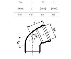 Magnaplast Vidaus kanalizacijos alkūnė HTplus, Ø 110 mm, 45°